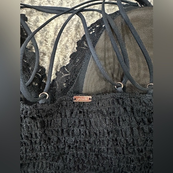 PINK Victoria Secret, Black Lace Strappy Bralette with Rose Gold metal Accents! - Picture 3 of 5